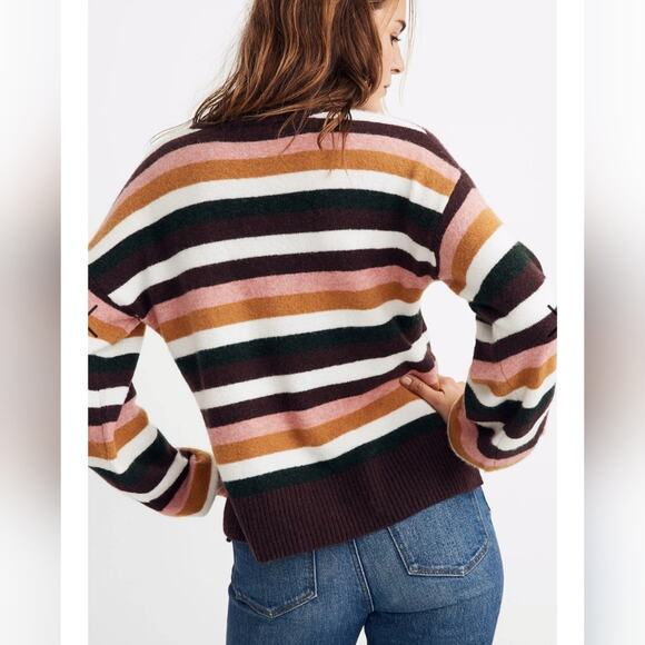 Madewell Payton Retro Striped Coziest Yarn sweater. Size L - Picture 2 of 9